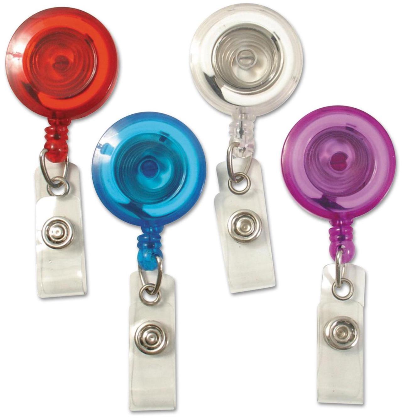 Alt view image 7 of 9 - Baumgartens ID Card Reel w/ Belt Clip 30"L 4/PK Translucent RD BE CL PE 68884