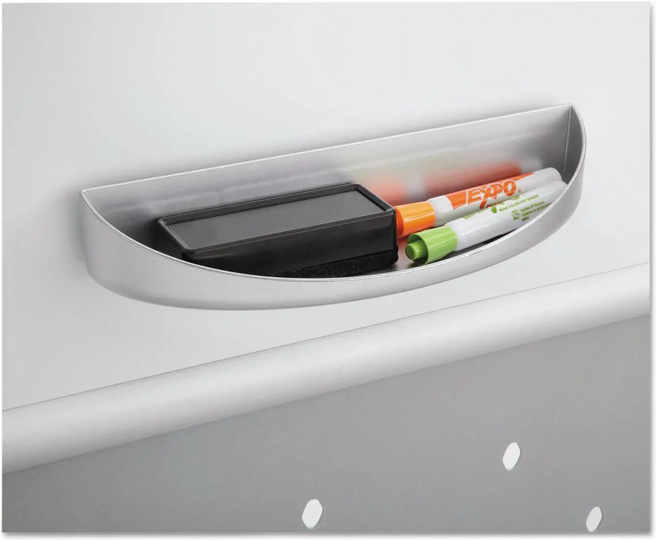 Alt view image 10 of 11 - Safco Rumba™ Whiteboard Screen Accessories Eraser Tray 12 1/4 x 2 1/4 Silver