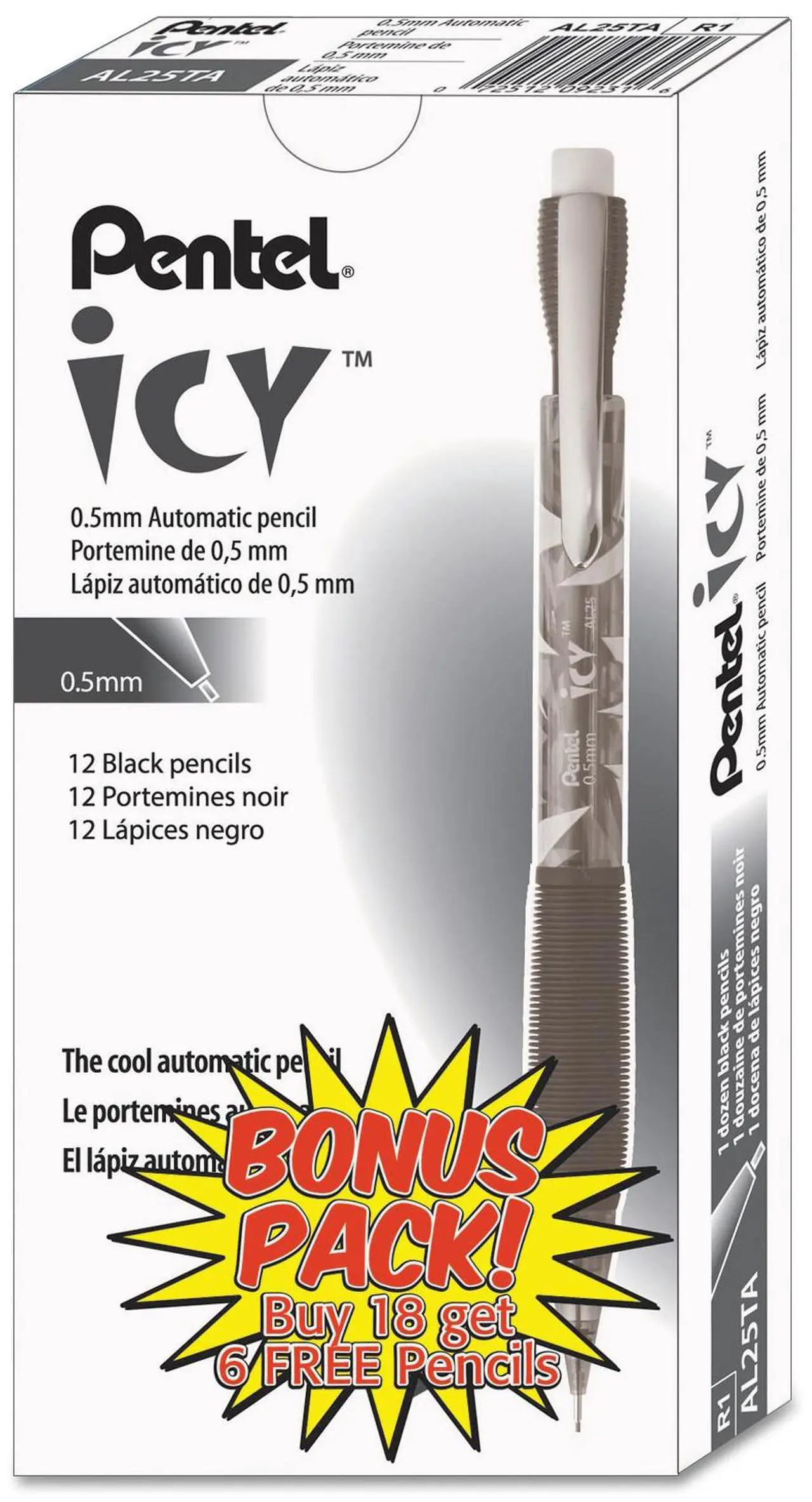 Alt view image 6 of 9 - Pentel Icy Mechanical Pencil 0.5 mm Transparent Smoke Barrel 24/Pack AL25TASWSPR
