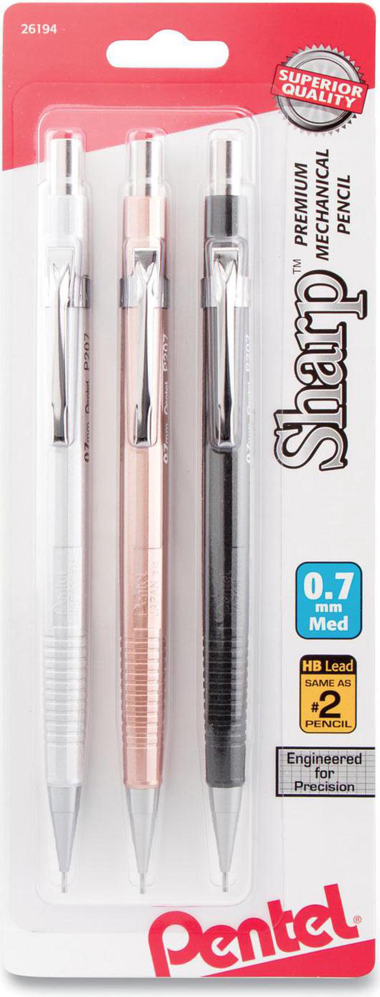 Main image of Pentel P207MBP3M Sharp Mechanical Drafting Pencil, 0.7 Mm, Assorted Barrels, 3/Pack