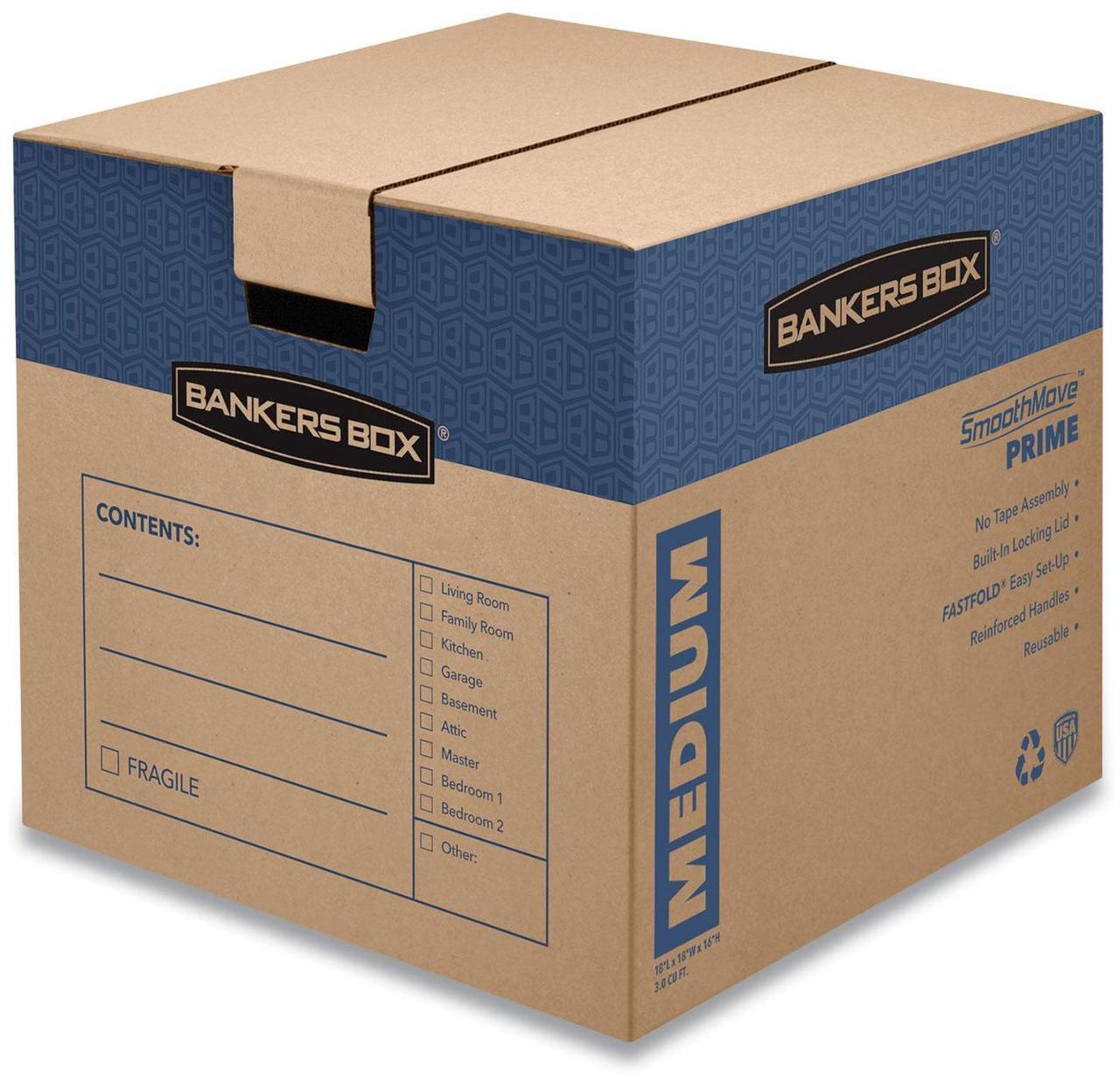 Alt view image 13 of 16 - Bankers Box SmoothMove Prime Medium Moving Boxes 18l x 18w x 16h Kraft/Blue 8