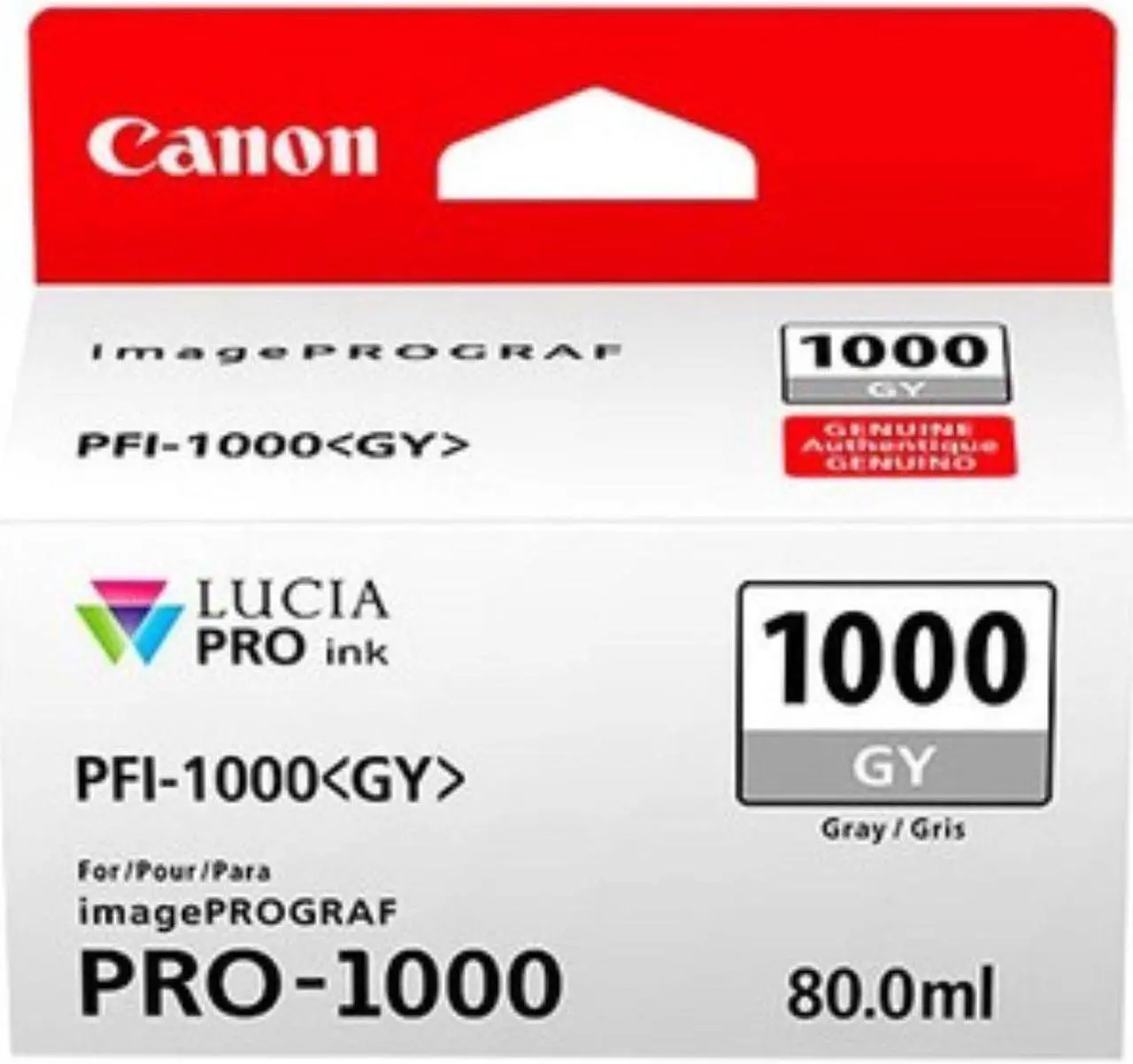Alt view image 3 of 4 - Canon PFI-1000 GY LUCIA PRO Gray Ink Tank (80ml)