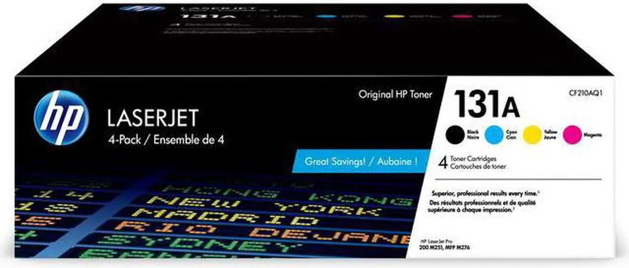 Main image of HP 131A 4-pack Black/Cyan/Magenta/Yellow Original LaserJet Toner Cartridges,