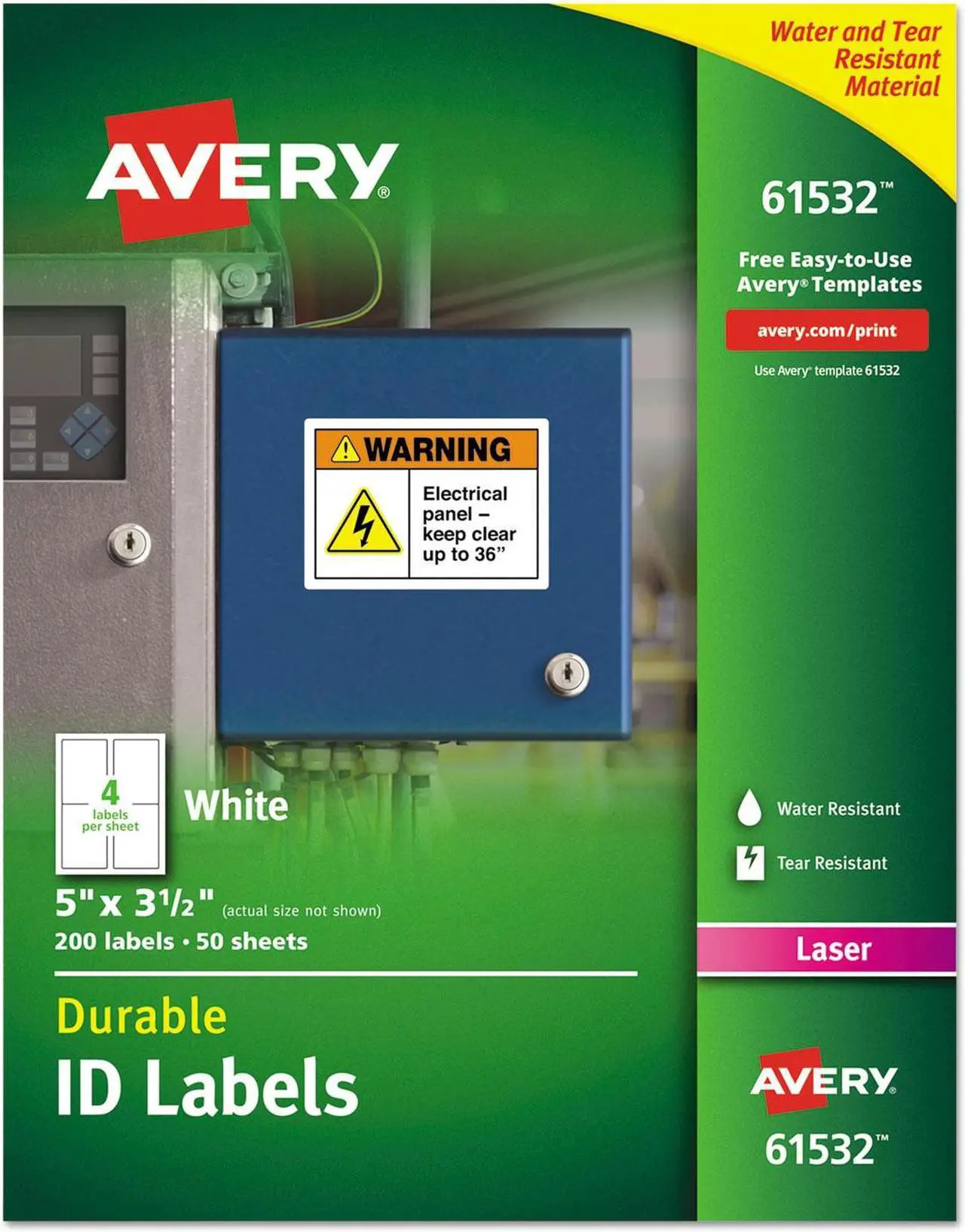 Alt view image 15 of 15 - Avery Durable ID Labels, TrueBlock Technology, Permanent Adhesive, 5” x 3-1/2”, 200 Labels (61532)