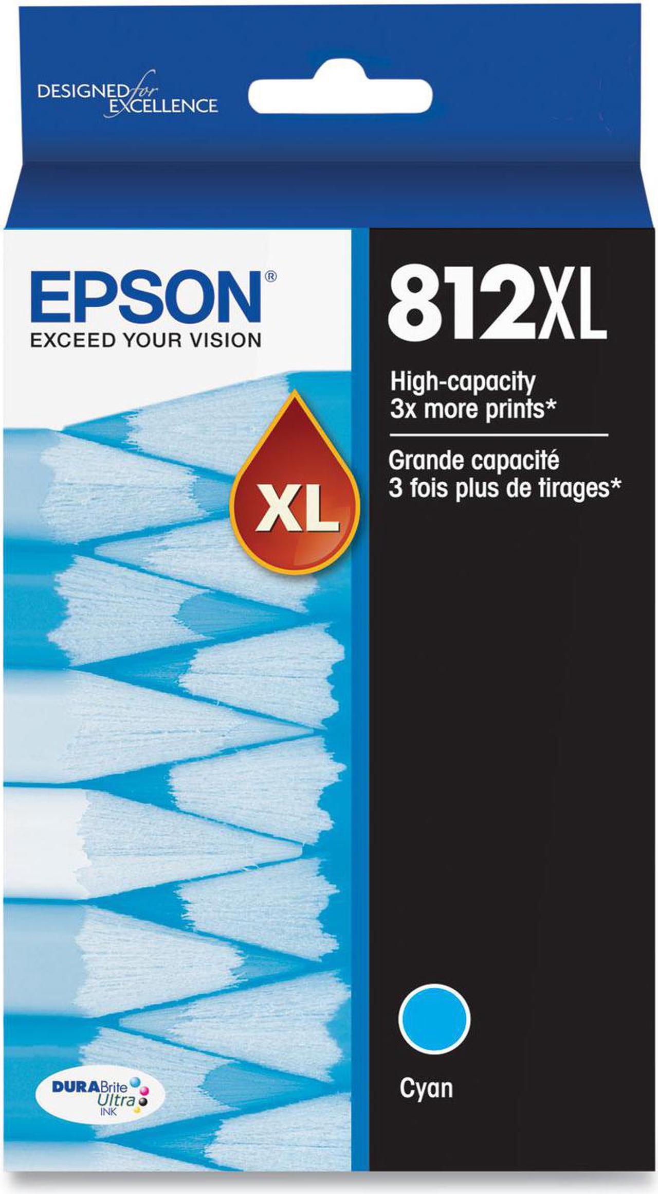 Epson T812XL220S (T812XL) DURABrite Ultra High-Yield Ink, 1,100 Page-Yield, Cyan