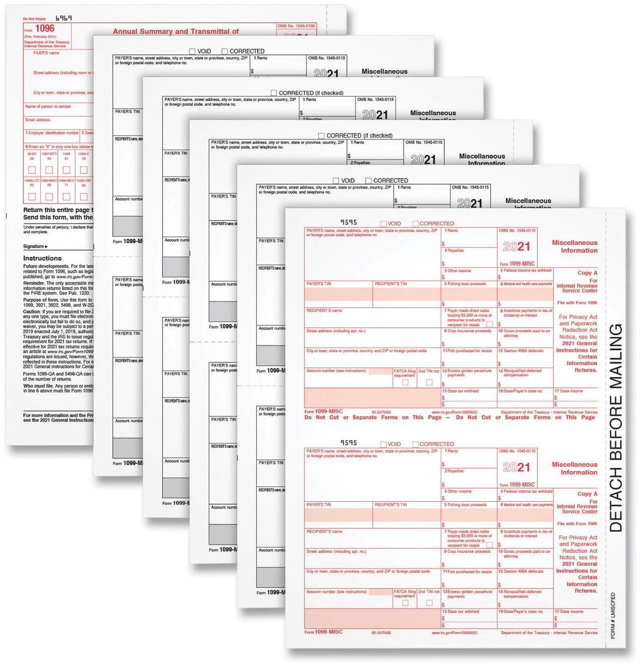Main image of 5-Part 1099-MISC Tax Forms, 8.5 x 11, 50/Pack 22993MISC