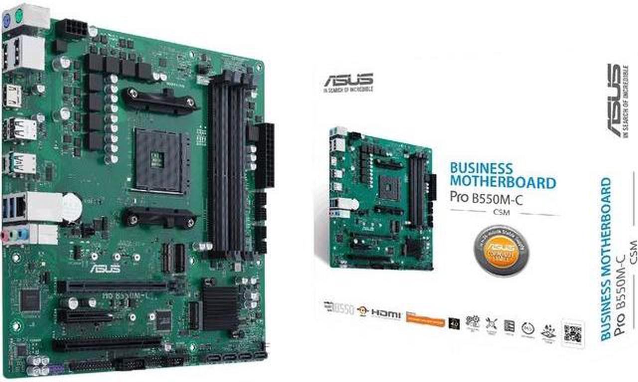 ASUS PRO B550M-C/CSM AM4 AMD B550 SATA 6Gb/s USB 3.0 HDMI Micro ATX AMD Motherboard