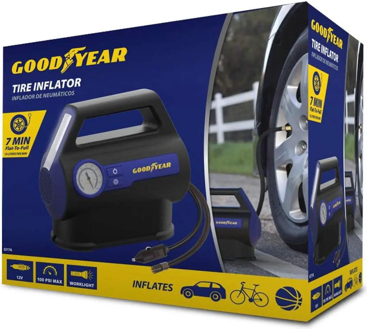 Alt view image 4 of 4 - Goodyear Analog Tire Inflator and Air Compressor 7-Minutes Flat to Full