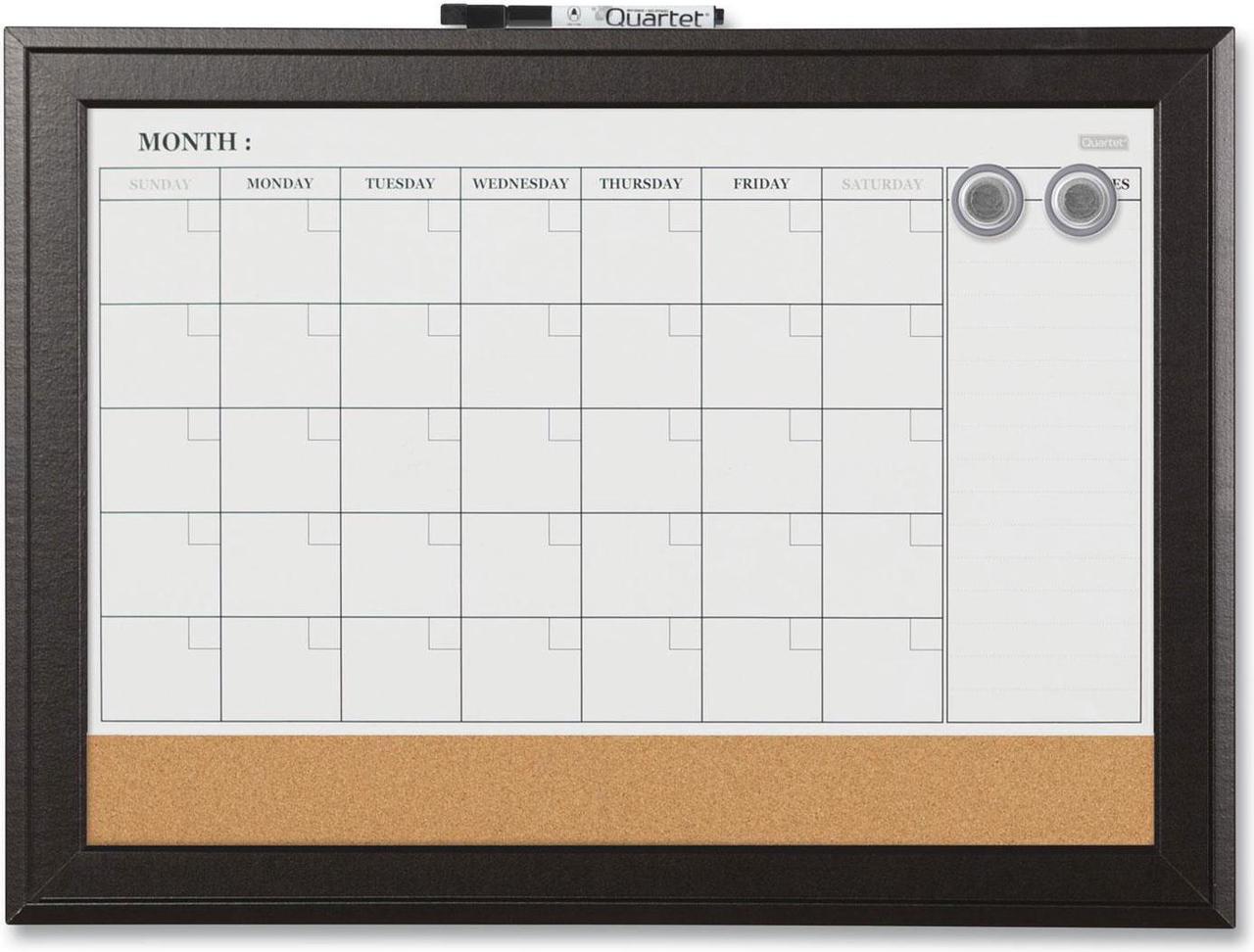 Alt view image 7 of 20 - Quartet Combination Magnetic Whiteboard Calendar & Corkboard 23x17 Black