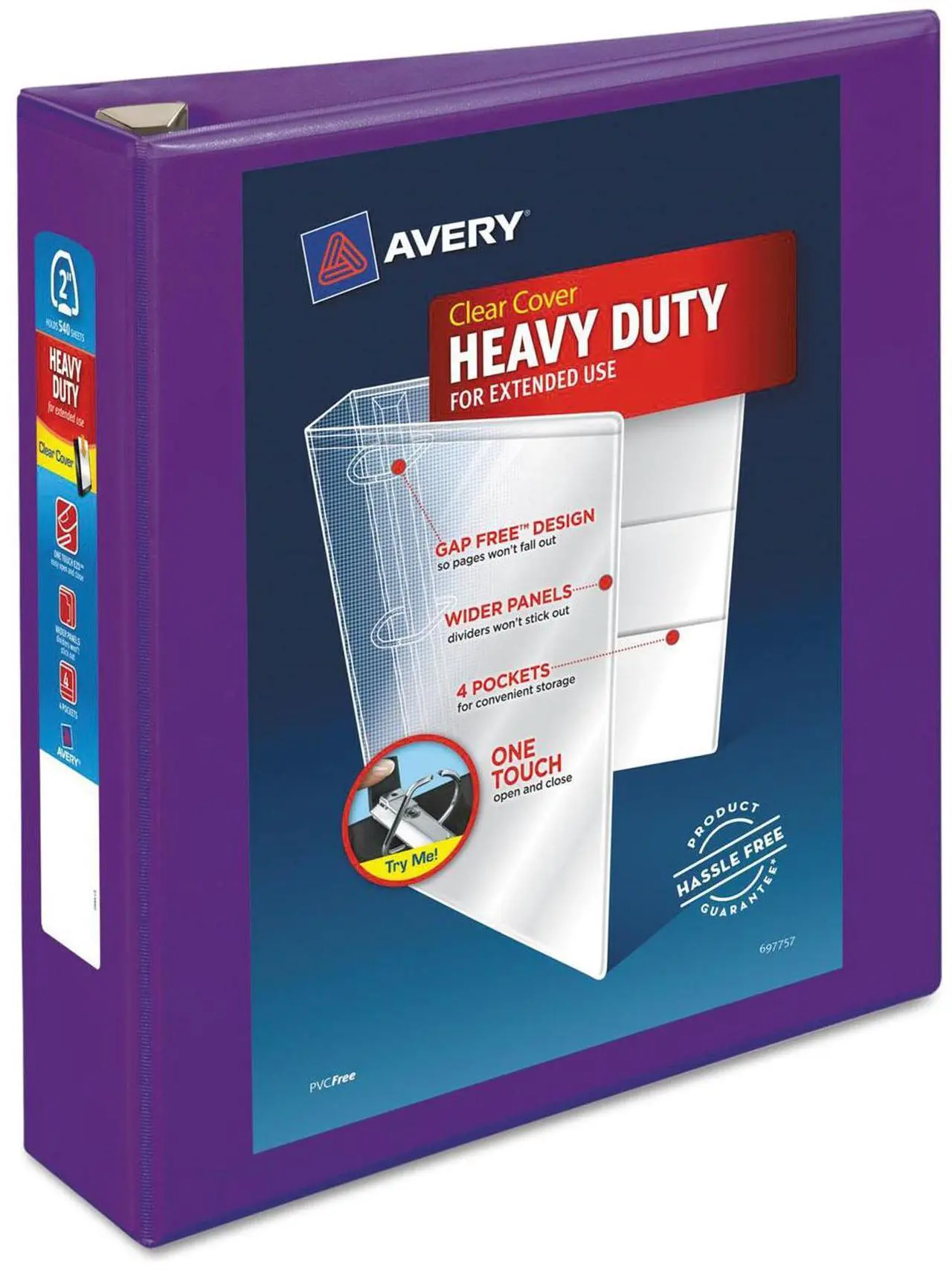 Alt view image 9 of 15 - Avery Heavy-Duty View Binder w/Locking EZD Rings 2" Cap Purple 79777