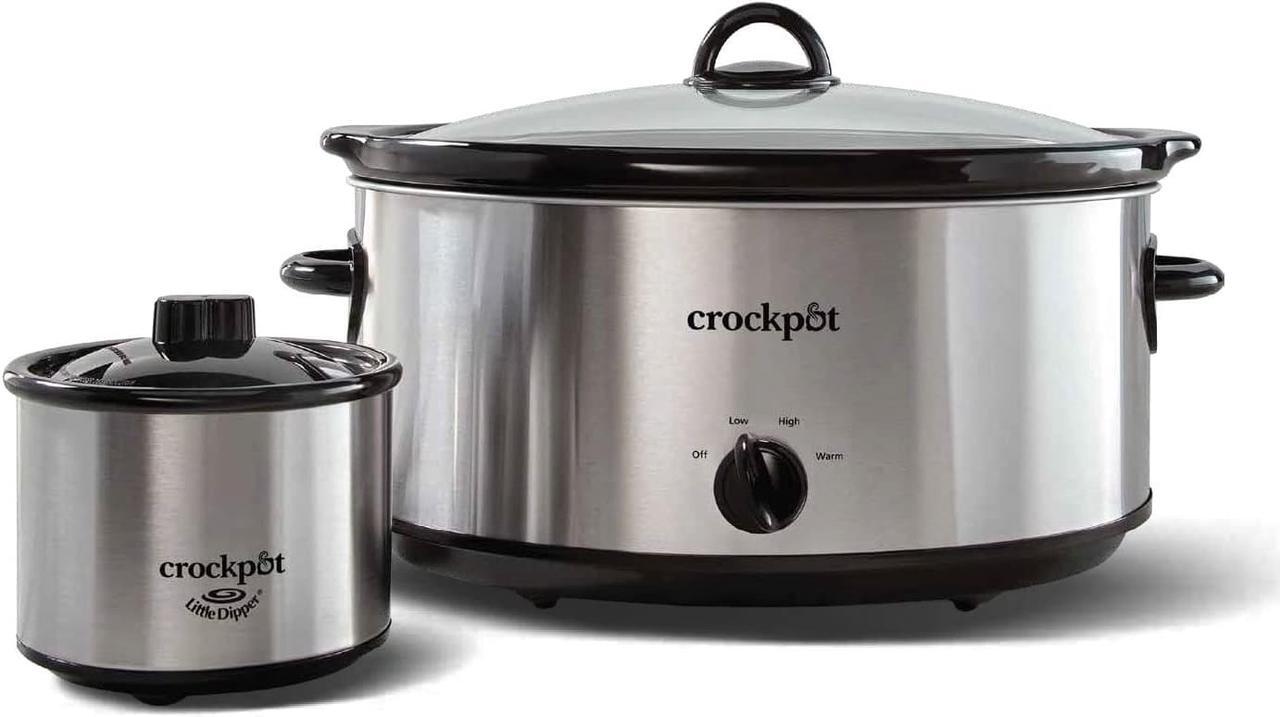 Alt view image 7 of 7 - Crock-Pot 8 Quart Slow Cooker and 16 Oz Little Dipper Food Warmer Stainless