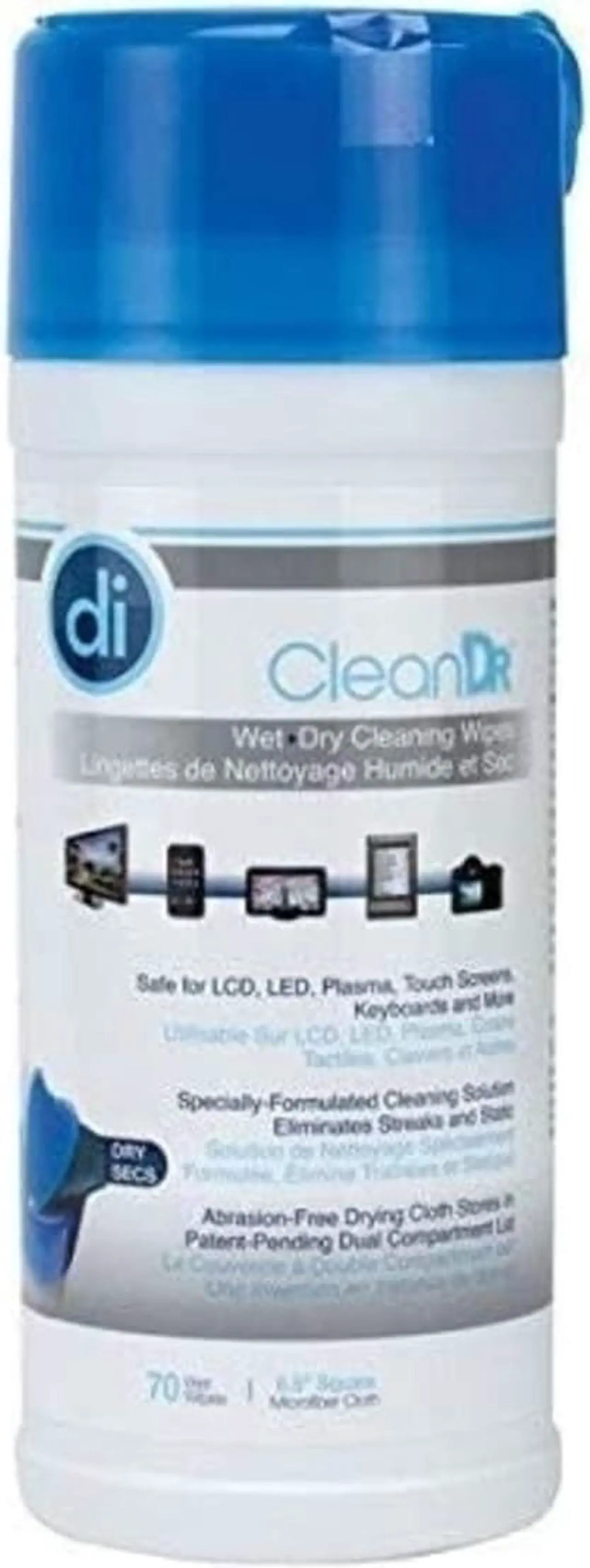 Alt view image 2 of 4 - Digital Innovations 40308 Cleandr Wet/Dry Wipes, 70-Ct