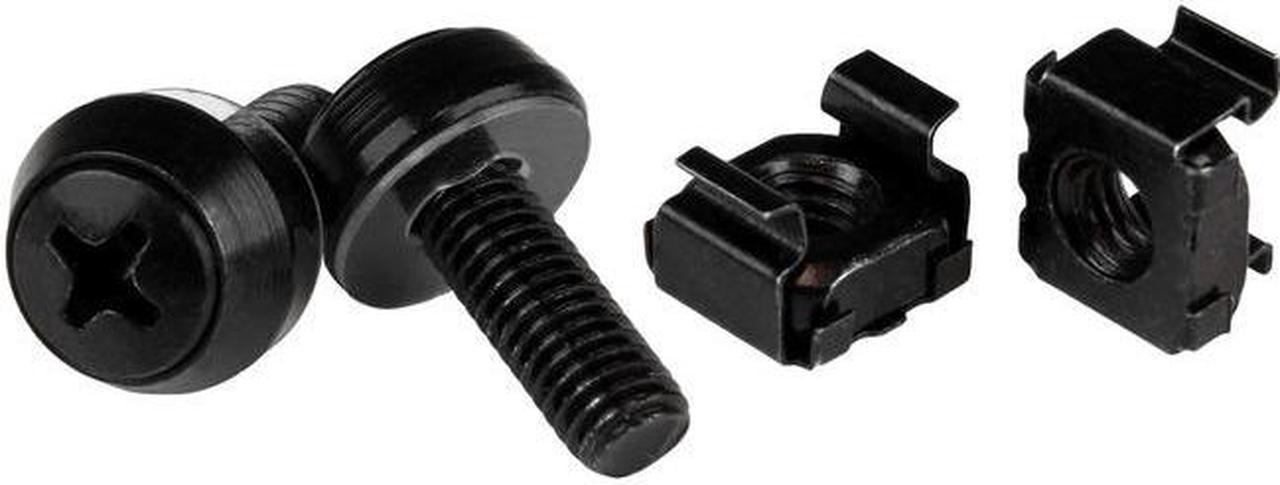 StarTech CABSCREWM62B StarTech.com M6 x 12mm - Screws and Cage Nuts - 100 Pack, Black - M6 Mounting Screws & Cage Nuts for Server Rack & Cabinet - Rack Screw, Cage Nut - Square - Square - Steel -