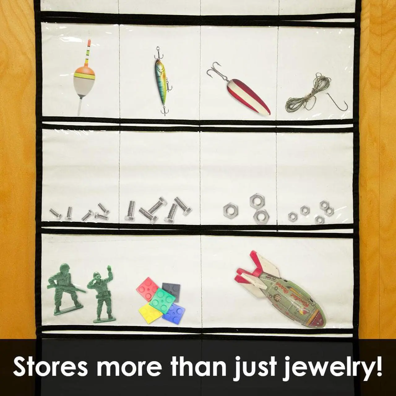 Alt view image 6 of 6 - Stylishly Stored 52 Pocket Hanging Canvas Jewelry Organizer