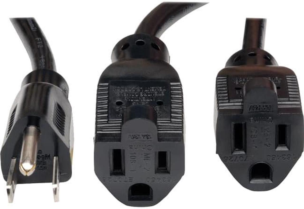 Alt view image 9 of 9 - Tripp Lite 19In Power Cord Extension Y Splitter Cable 5-15P To 5-15R 13A 16Awg 18"