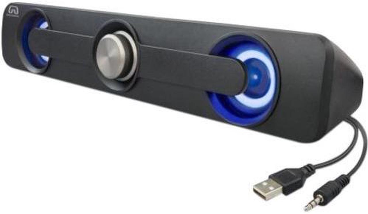 Alt view image 6 of 15 - Desktop Compact USB Powered Wired Multimedia Mini Stereo Sound Bar 3.5mm Audio Jack Blue LED 2.5 Watts