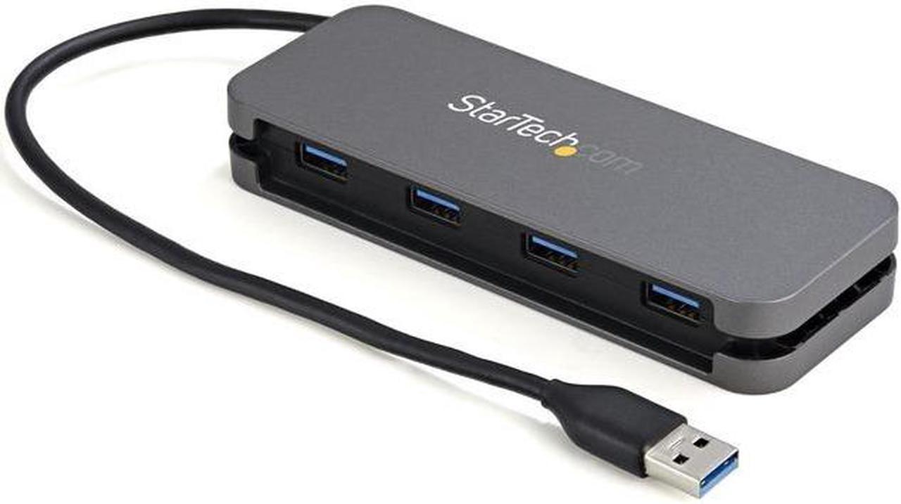 StarTech.com HB30AM4AB 4 Port USB 3.0 Hub - USB-A to 4x USB-A - SuperSpeed 5Gbps Portable USB 3.1 Gen 1 Type-A Hub - USB Bus Powered - Laptop/ Desktop USB Hub with Long Cable 11" & Cable Management