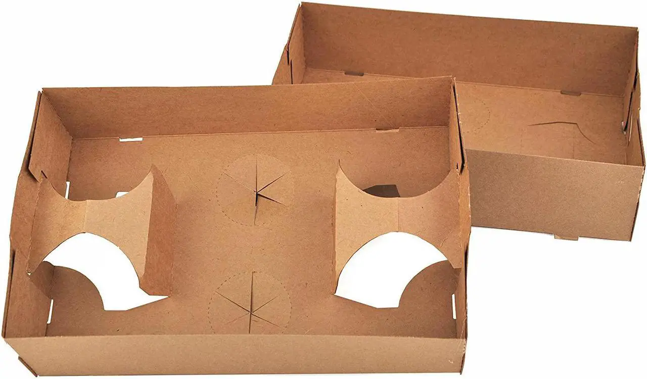 Alt view image 2 of 2 - 4-Corner Pop-Up Food and Drink Tray, 8 5/8 x 5 1/2 x 2 1/4, Brown, 500