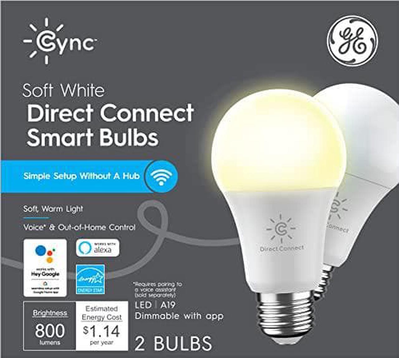 Alt view image 5 of 5 - C by GE Soft White Direct Connect Smart Bulbs (2 LED A19 Light Bulbs)