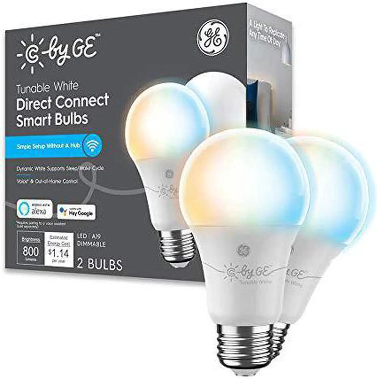 Alt view image 5 of 5 - C by GE Tunable White Direct Connect Smart Bulbs (2 LED A19 Light Bulbs)