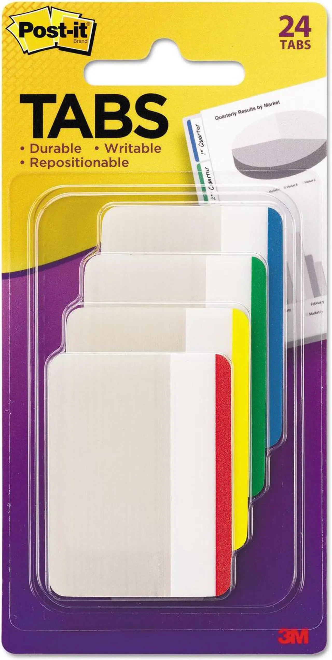 Alt view image 16 of 20 - Post-it File Tabs 2 x 1 1/2 Lined Assorted Primary Colors 24/Pack 686F1
