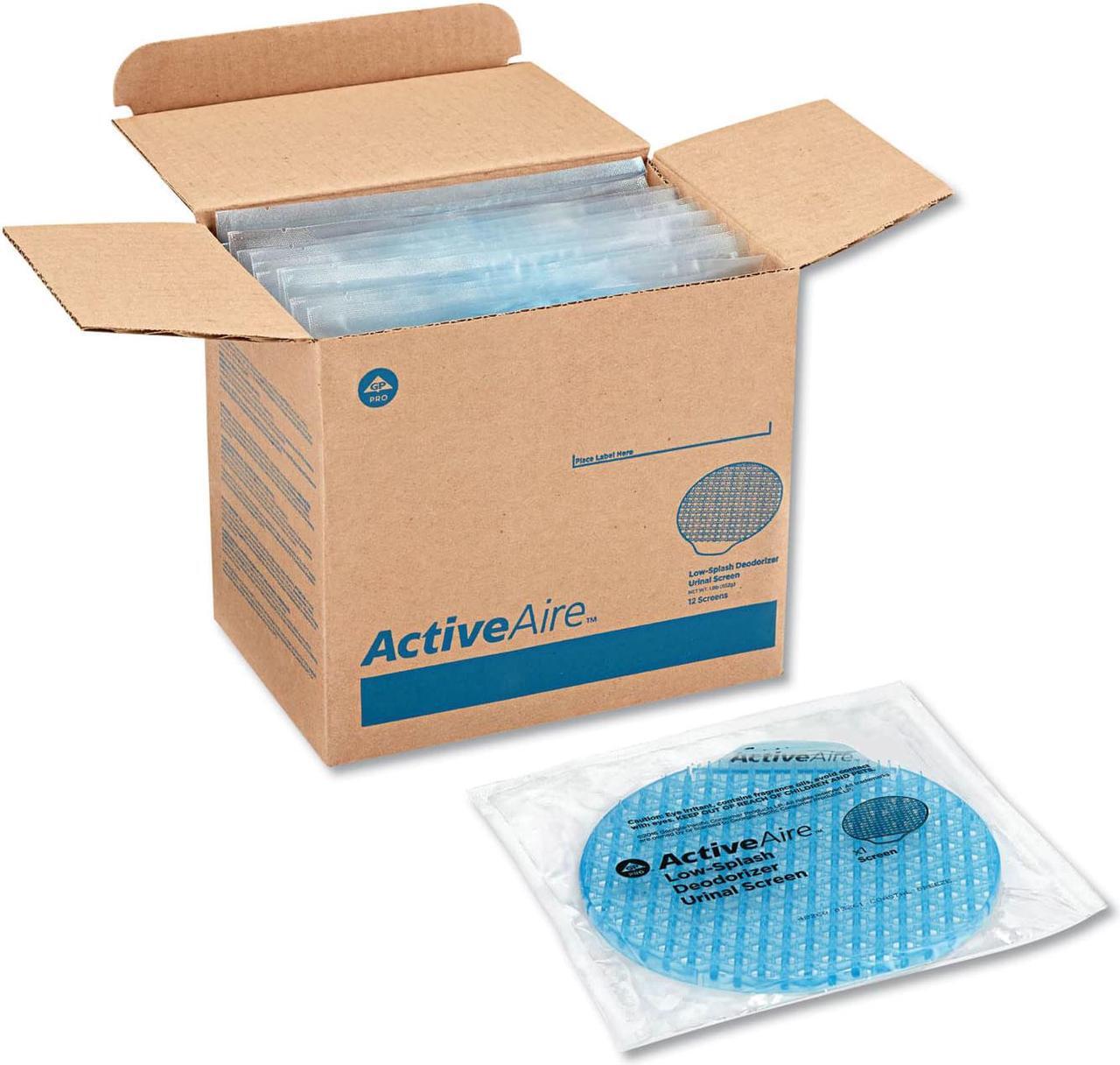 Alt view image 9 of 9 - Georgia Pacific 48260 Activeaire Deodorizer Urinal Screen - Coastal Breeze, with Side Tab - Blue, 12 per Case