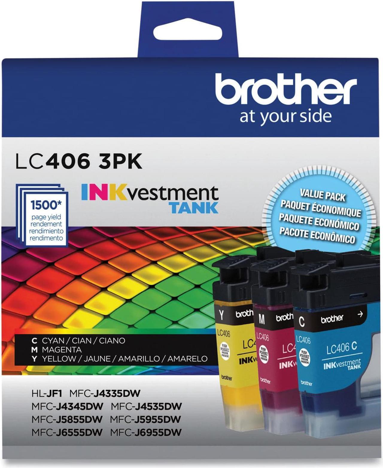 Brother LC4063PK INKvestment Ink 1500 Page-Yield Cyan/Magenta/Yellow 3 Pack