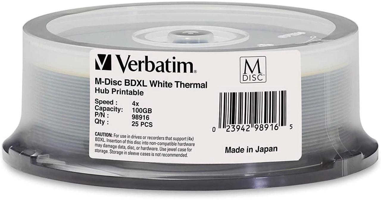 Alt view image 8 of 9 - VERBATIM CORPORATION 98916 25PK M-DISC BDXL 4X 100GB WHITE