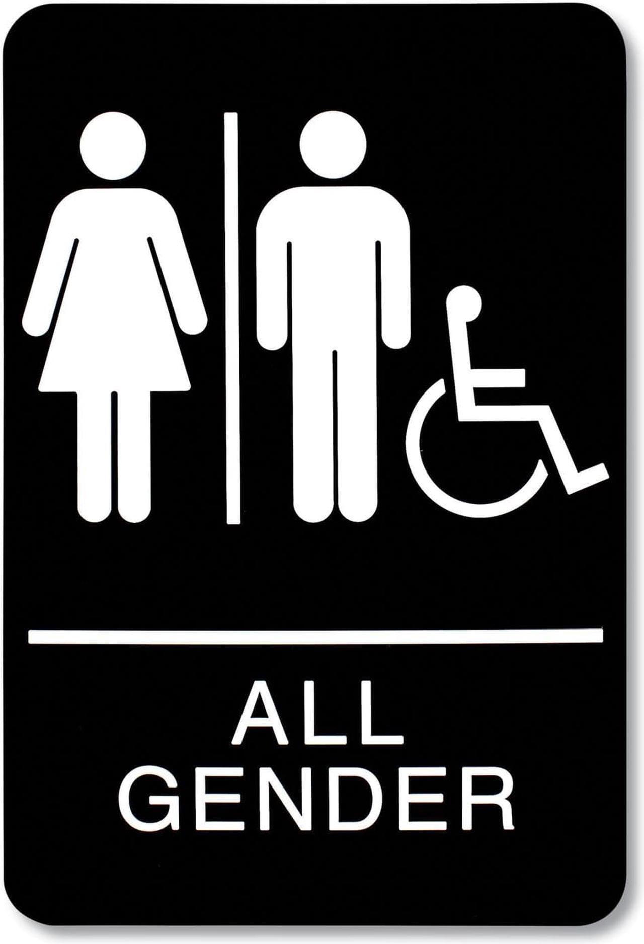 Main image of Headline Sign All Gender/Wheelchair Accessible 6x9 Tactile Symbol Plastic 9486