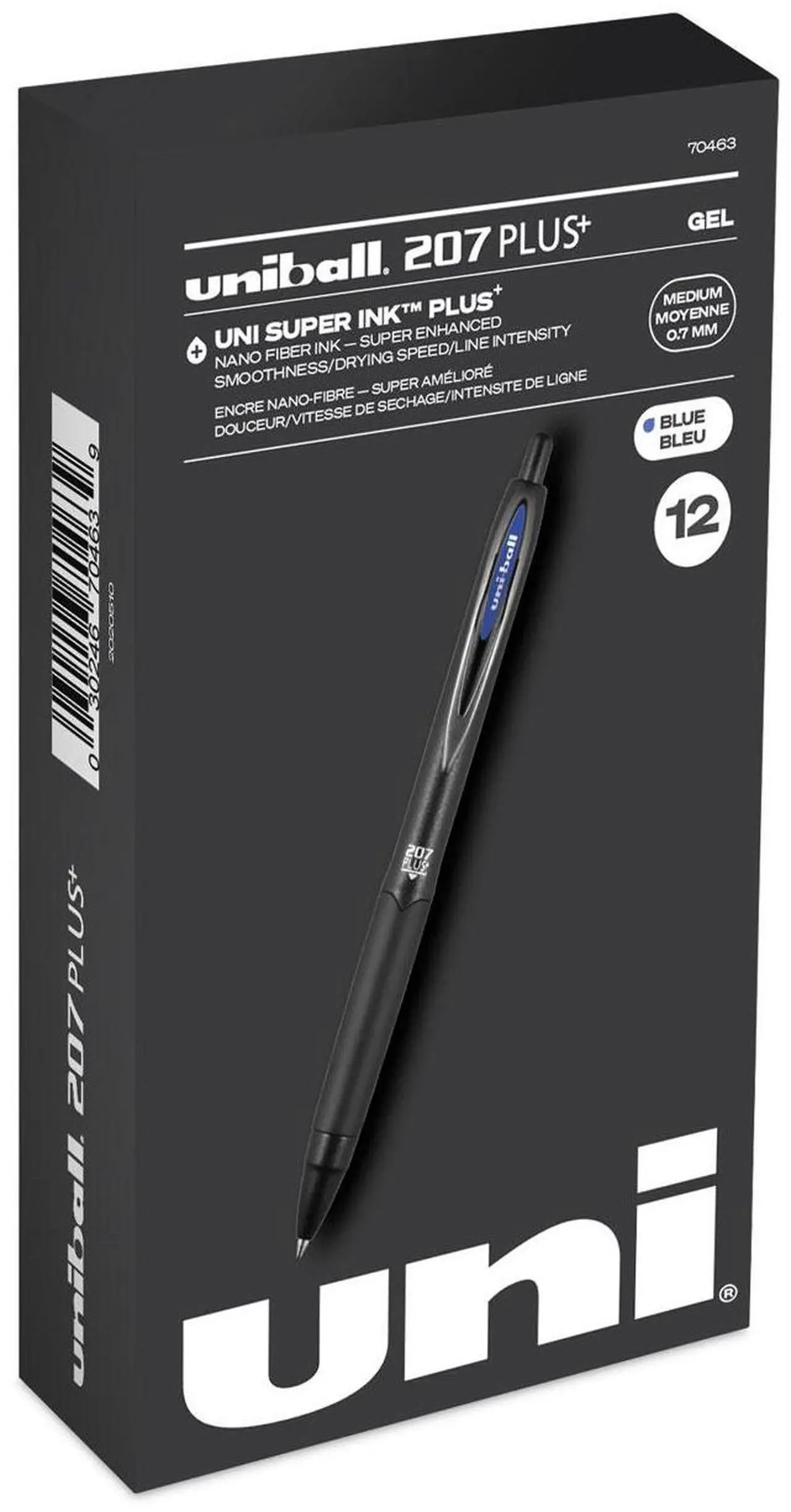 Main image of Uniball 207 Plus Gel Pen Retractable Medium 0.7 mm Blue Ink Dozen 70121