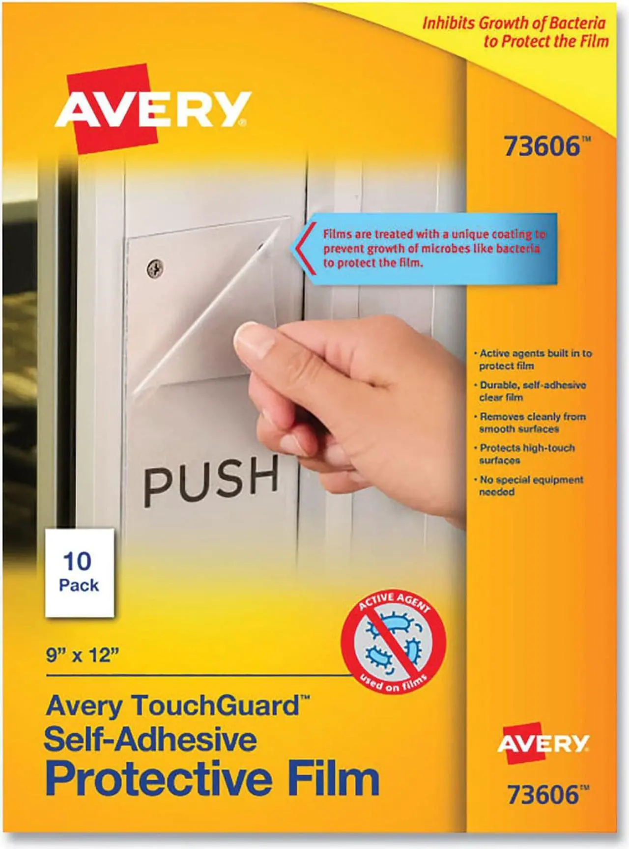 Alt view image 8 of 8 - Avery TouchGuard Protective Film, Antimicrobial and Antiviral Protection, 9" x 12", 10 Sheets (73606)