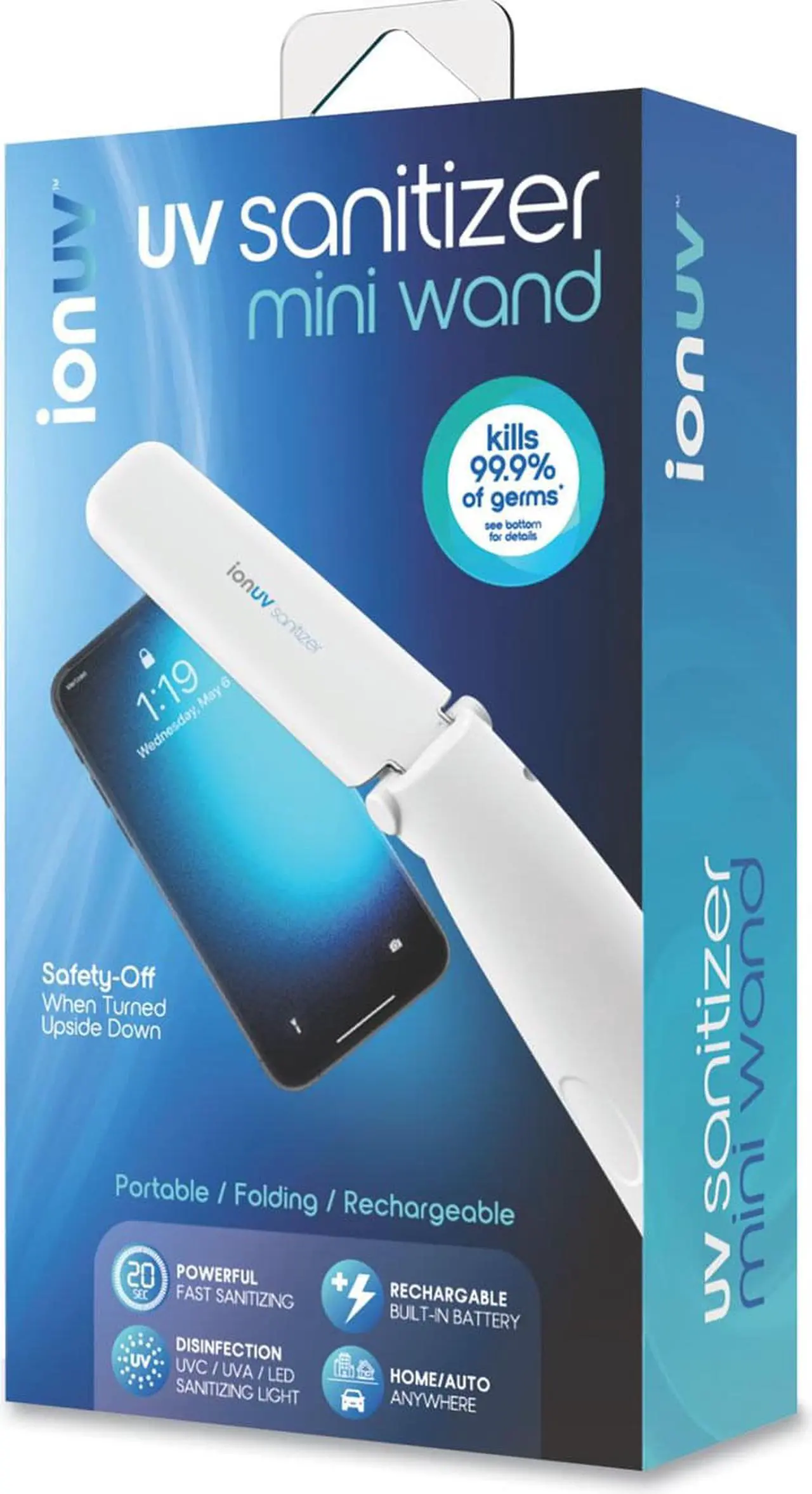 Alt view image 3 of 6 - Tzumi Ion UV Portable Sanitizing UV-C Wand 7548ST