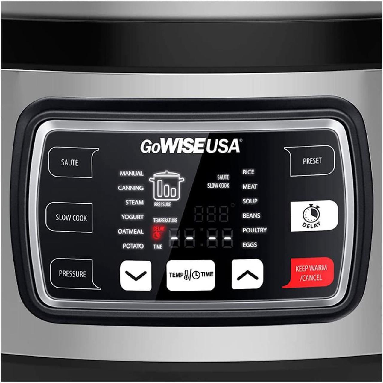 Alt view image 10 of 15 - GoWISE USA GW22708 Ovate 8.5-Qt 12-in-1 Electric Pressure Cooker Oval with Slow Cook, Rice, Yogurt, Egg, Saute, Steamer, Keep Warm Functions + Accessories & Recipes, Stainless Steel