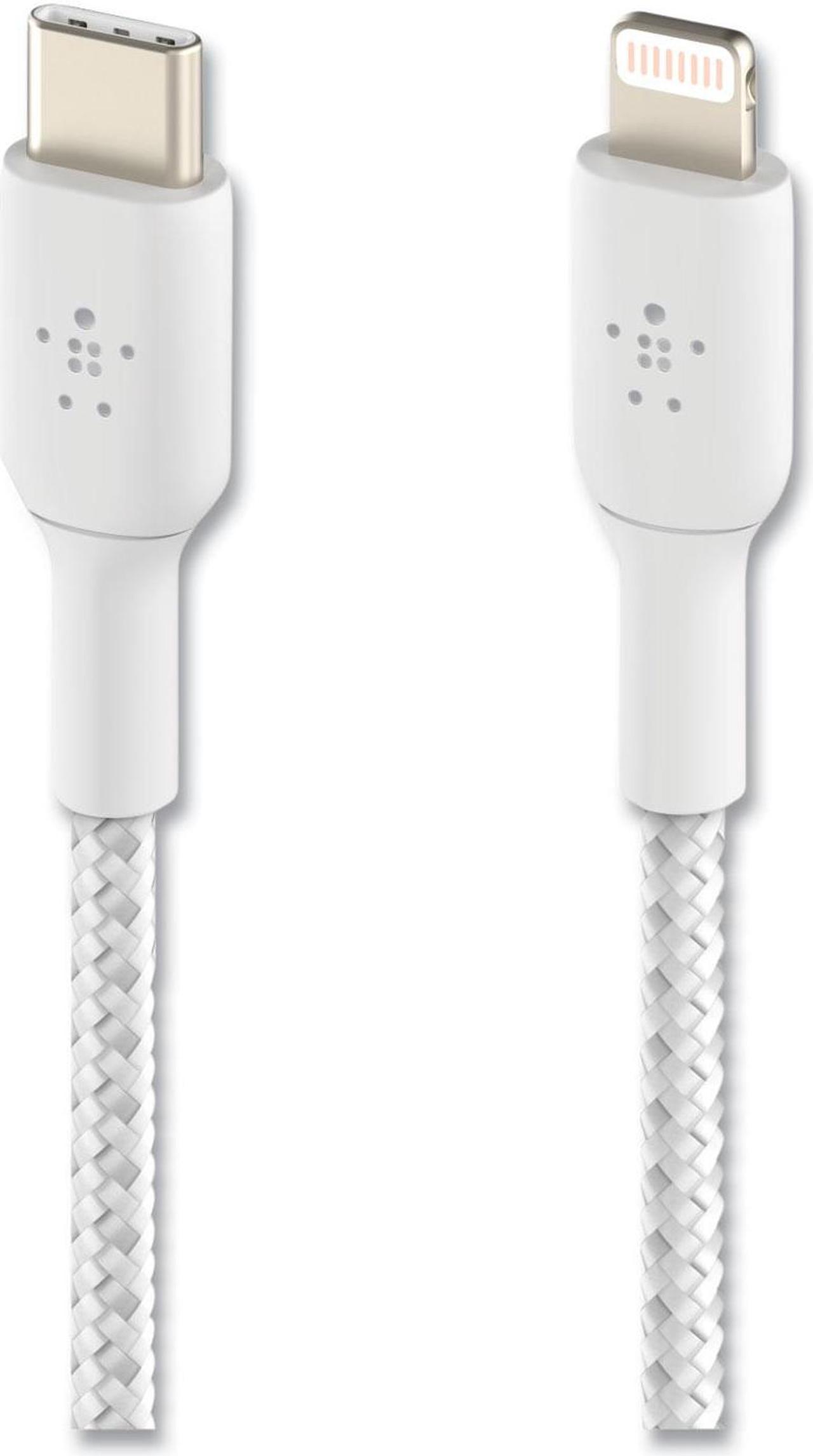 BELKIN CAA004bt1MWH White Braided USB-C to Lightning Cable, Boost Charge MFi-Certified iPhone USB-C Cable