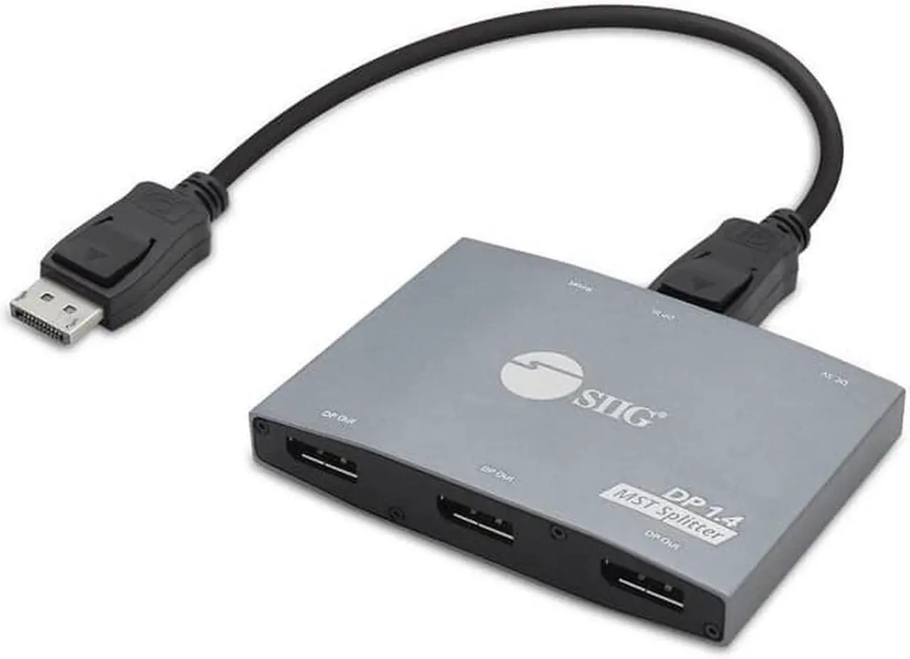 Alt view image 9 of 17 - SIIG 1x3 DisplayPort 1.4 to DisplayPort MST Splitter - DP 1.4 MST Video Splitter Hub, Triple DP outputs, Connect up to three DisplayPort displays to single DisplayPort 1.4 output with Multi-Stream Tra