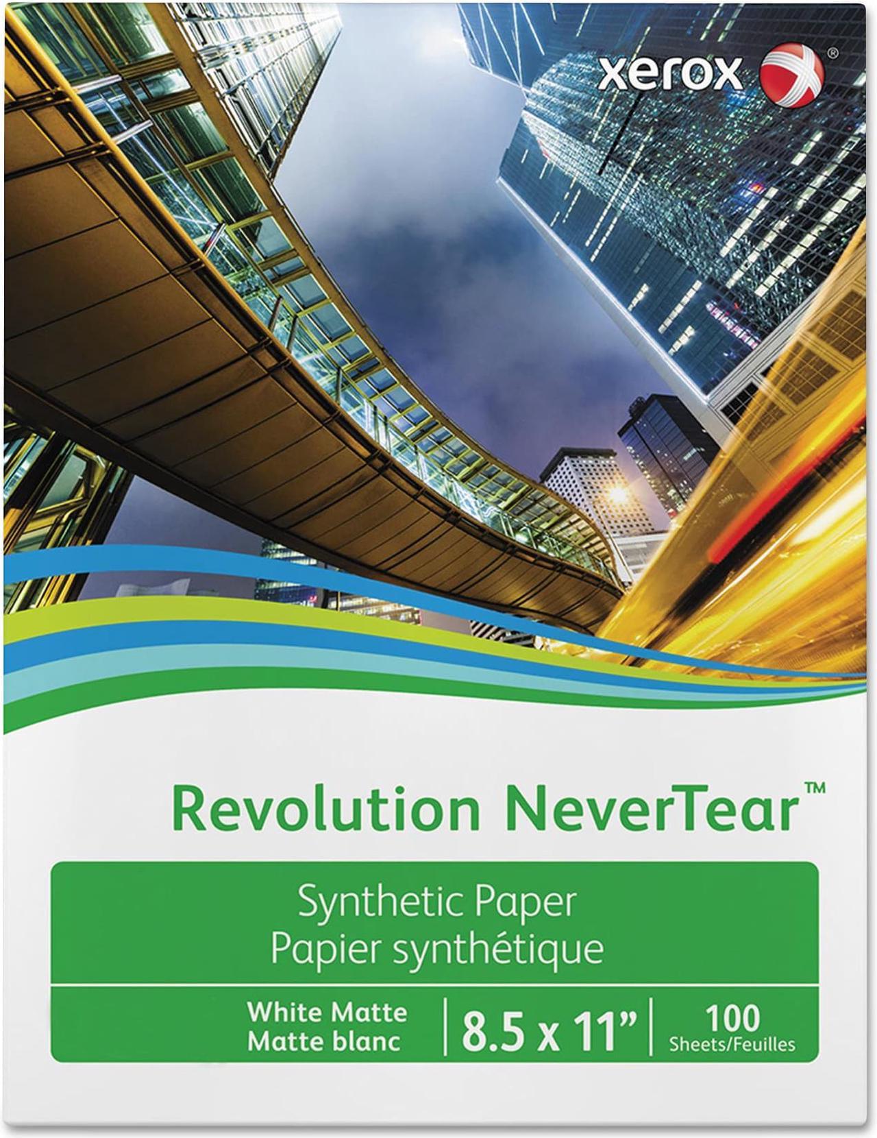 Xerox Revolution NeverTear 5mil 8.5x11 Smooth White 100sht Ream 5/Carton 3R20172