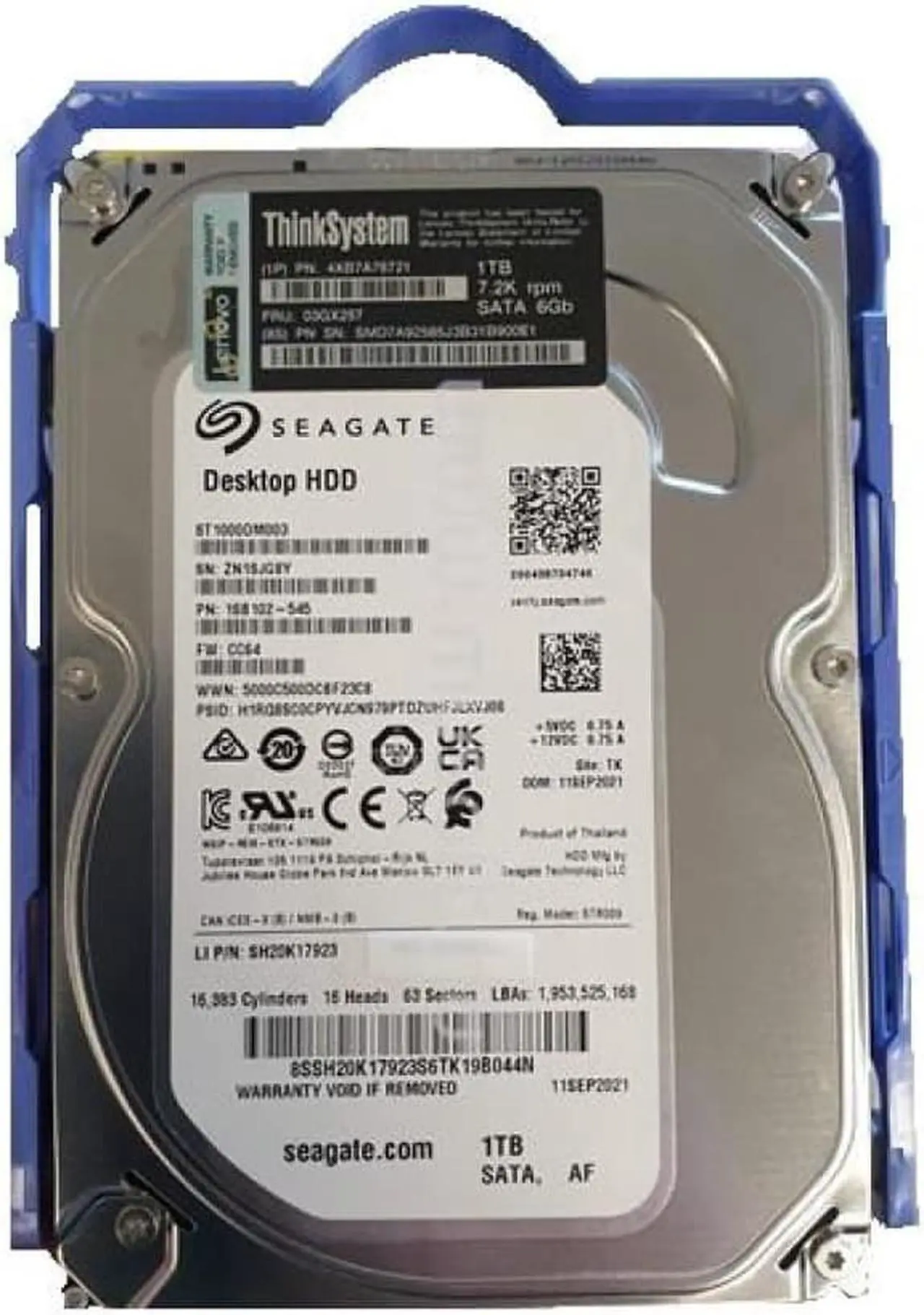 Main image of Lenovo 1 TB Hard Drive 3.5" Internal SATA SATA/600 Server Device Supported 7200rpm 4XB7A76721