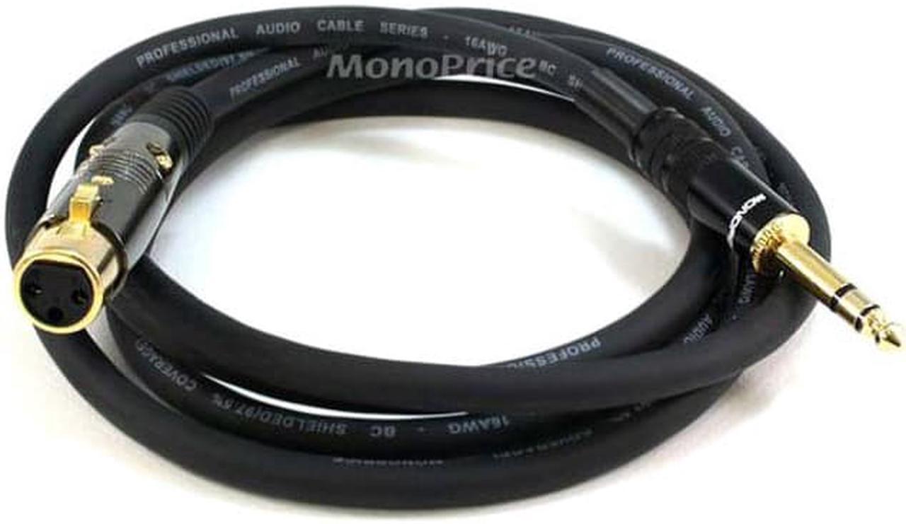 Monoprice XLR Female to 1/4in TRS Male Cable - 6 Feet | 16AWG, Gold Plated - Premier Series