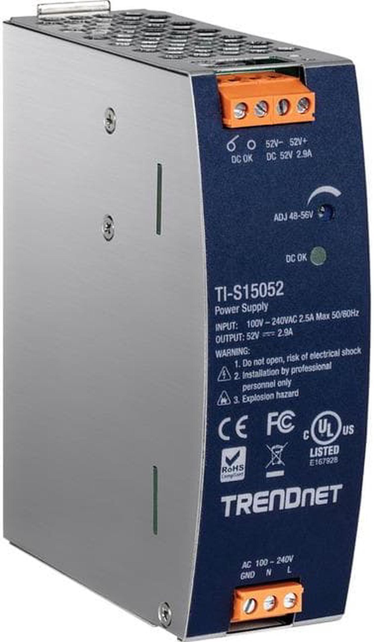 Alt view image 6 of 12 - TRENDnet TI-S15052, 150W, 52V DC, 2.89A AC to DC DIN-Rail Power Supply with PFC Function