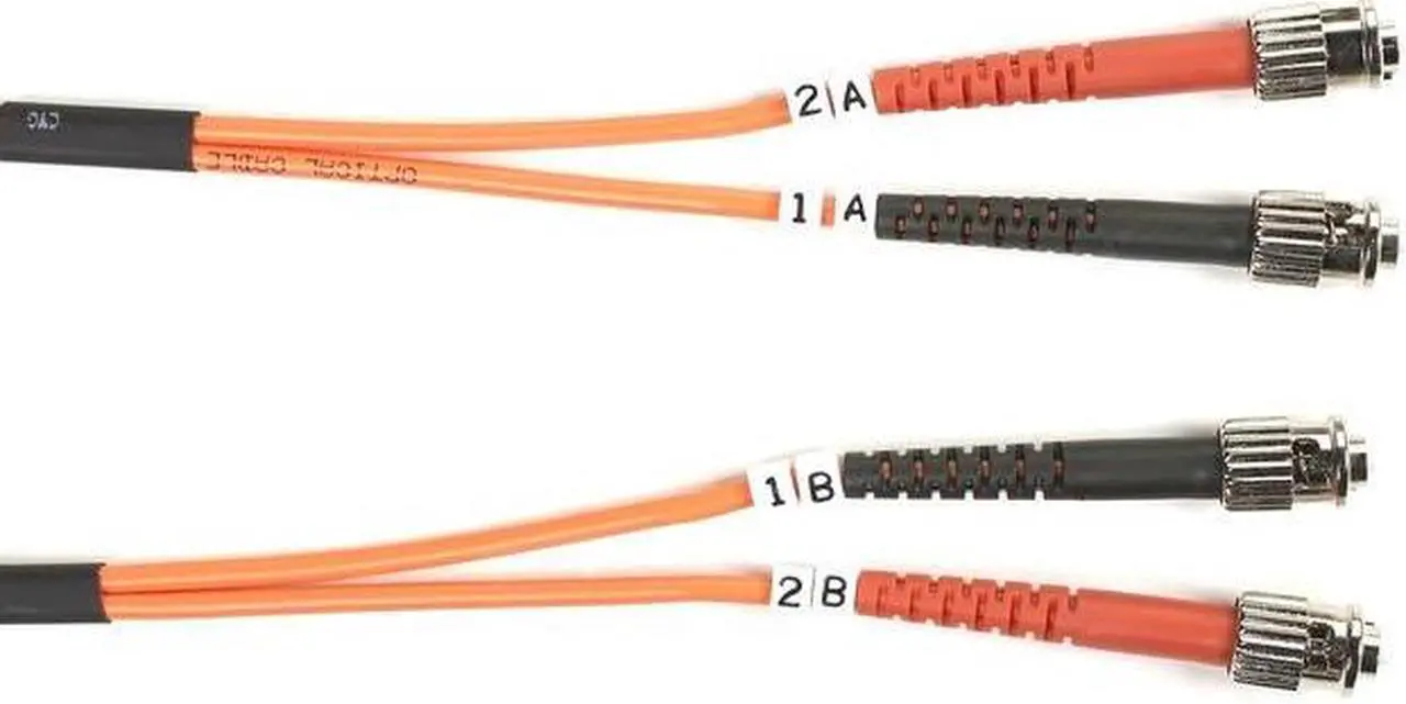 Alt view image 8 of 9 - Black Box FO625-001M-STST Connect OM1 62.5-Micron Multimode Fiber Optic Patch Cable - OFNR PVC, ST-ST, Orange, 1-m (3.2-ft.)