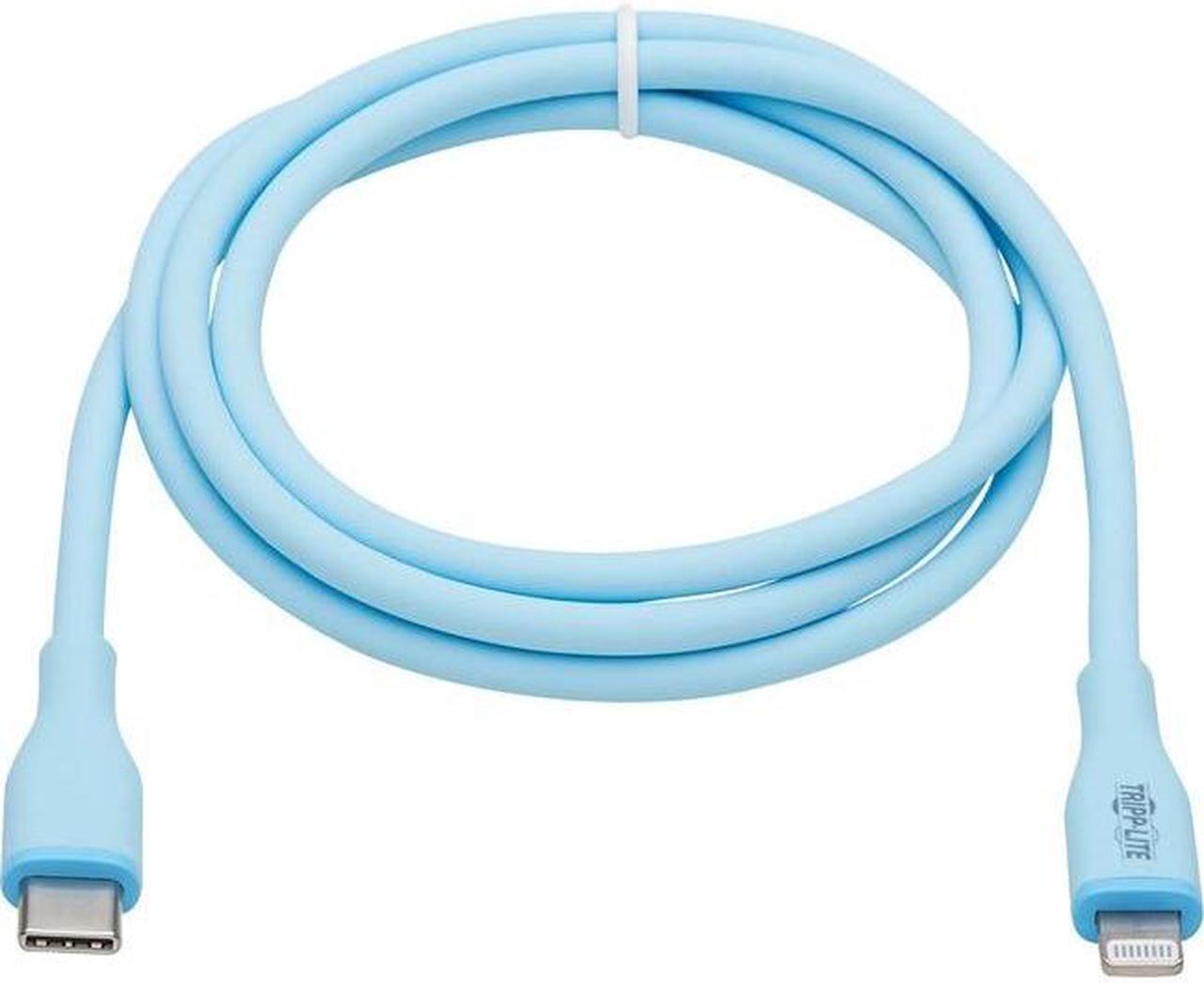 Tripp Lite Safe-IT USB-C to Lightning Charge Cable for iPhone & iPad, Male-to-Male Cable, MFi Certified, Light Blue, 3 Feet / 0.9 Meters, 2-Year Warranty Modle M102AB-003-S-LB