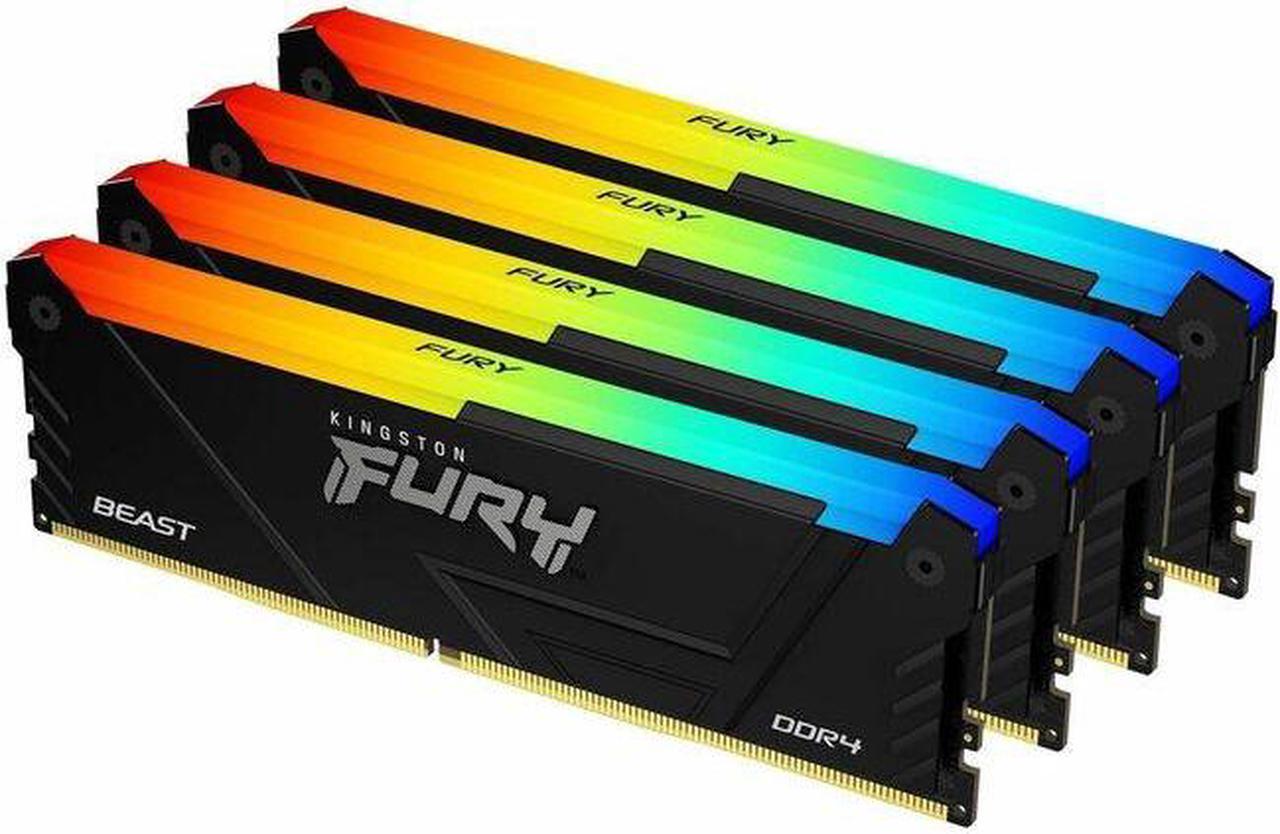 Alt view image 7 of 9 - Kingston FURY Beast RGB 128GB (4x32GB) 3200 3200MT/s DDR4 CL16 Desktop Memory Kit of 4, Intel XMP, AMD Ryzen, Plug n Play, RGB Infrared Syncing KF432C16BB2AK4/128