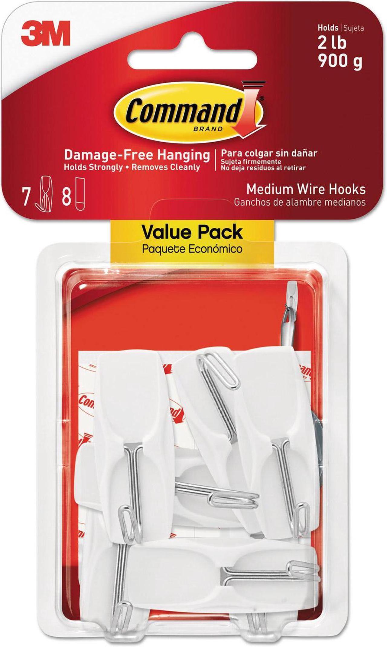 Alt view image 8 of 8 - Command General Purpose Hooks Medium 2 lb Capacity White 7 Hooks & 8 Strips/Pack 17065VPES