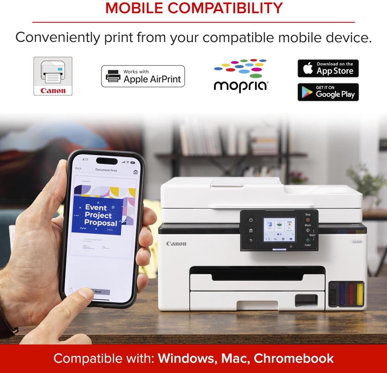 Alt view image 18 of 20 - Canon MAXIFY GX2020 Inkjet Printer Print Scan Copy Fax (6171C002)