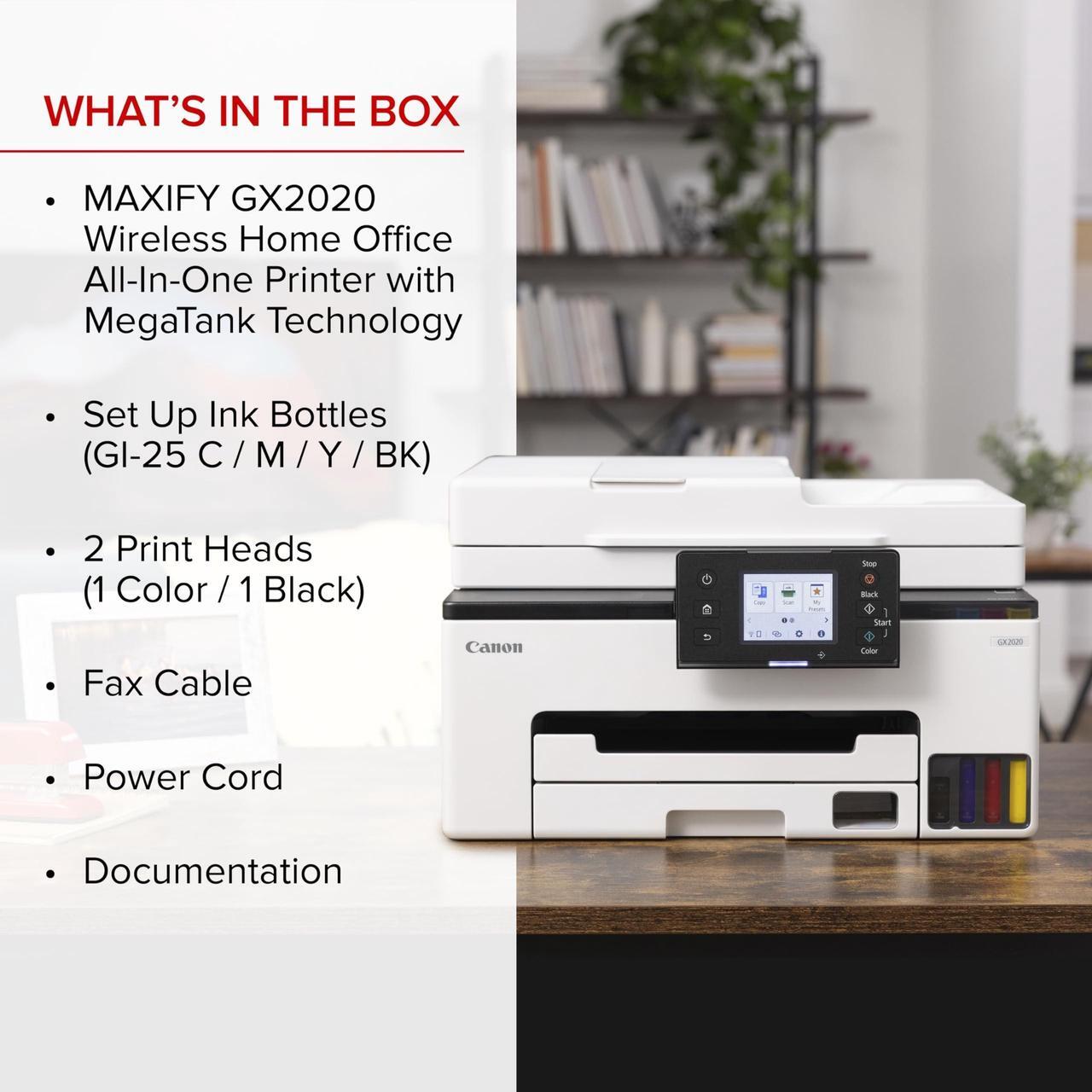 Alt view image 20 of 20 - Canon MAXIFY GX2020 Inkjet Printer Print Scan Copy Fax (6171C002)