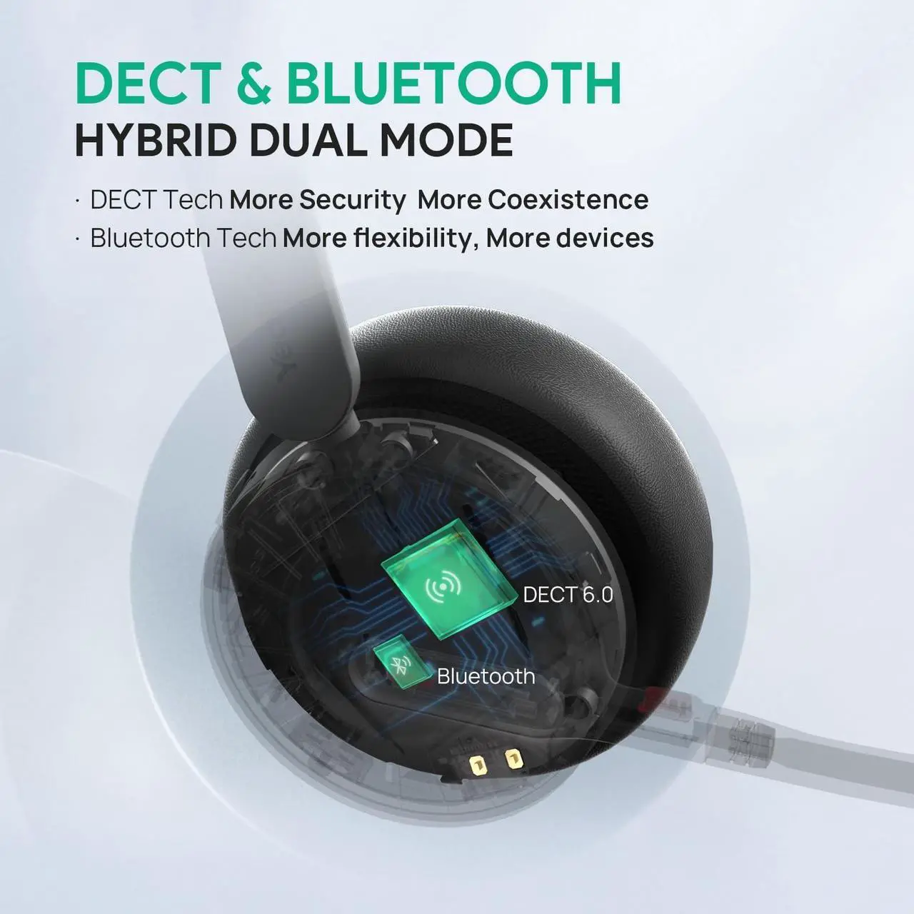 Alt view image 9 of 14 - Yealink WH64 Wireless Headset, DECT & Bluetooth Dual-Mode 606 ft Range for Teams