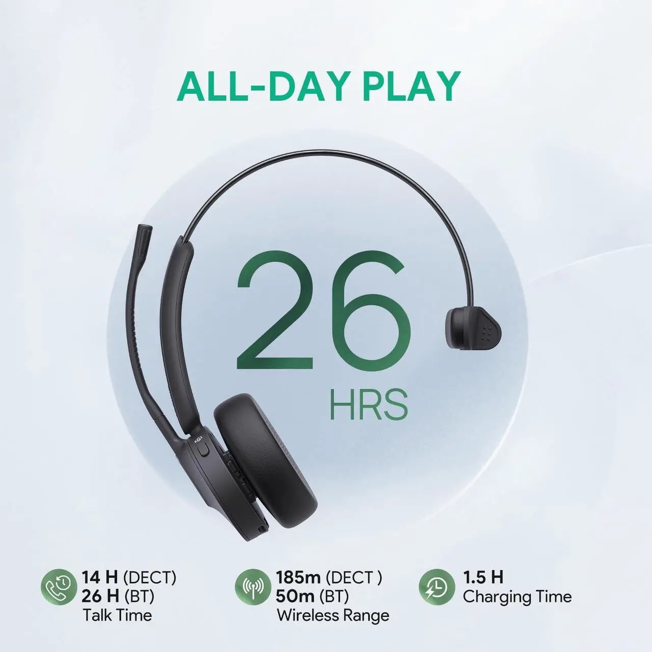 Alt view image 12 of 14 - Yealink WH64 Wireless Headset, DECT & Bluetooth Dual-Mode 606 ft Range for Teams