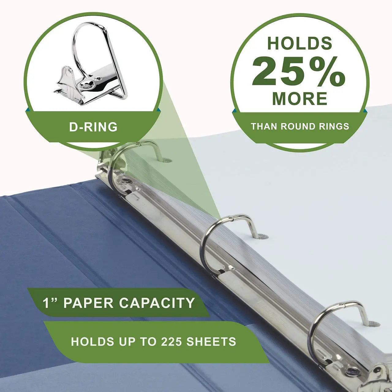 Alt view image 5 of 6 - Earth's Choice Plant-Based BOHO D-Ring View Binders 1" Capacity 11 x 8.5 Indigo 2/Pack U69341