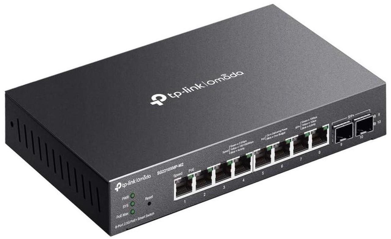 Alt view image 10 of 11 - TP-Link Omada 8-Port 2.5GBASE-T and 2-Port 10GE SFP+ Smart Switch with 8-Port PoE+ - Gigabit Ethernet, 100 Gigabit Ethernet, 2.5 Gigabit Ethernet - 100Base-T, 1000Base-T, 2500Base-T, 10GBase-X - 180.1