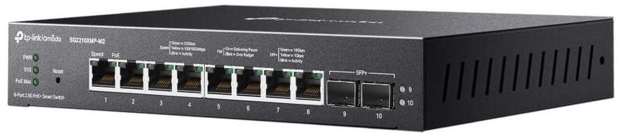 Alt view image 11 of 11 - TP-Link Omada 8-Port 2.5GBASE-T and 2-Port 10GE SFP+ Smart Switch with 8-Port PoE+ - Gigabit Ethernet, 100 Gigabit Ethernet, 2.5 Gigabit Ethernet - 100Base-T, 1000Base-T, 2500Base-T, 10GBase-X - 180.1